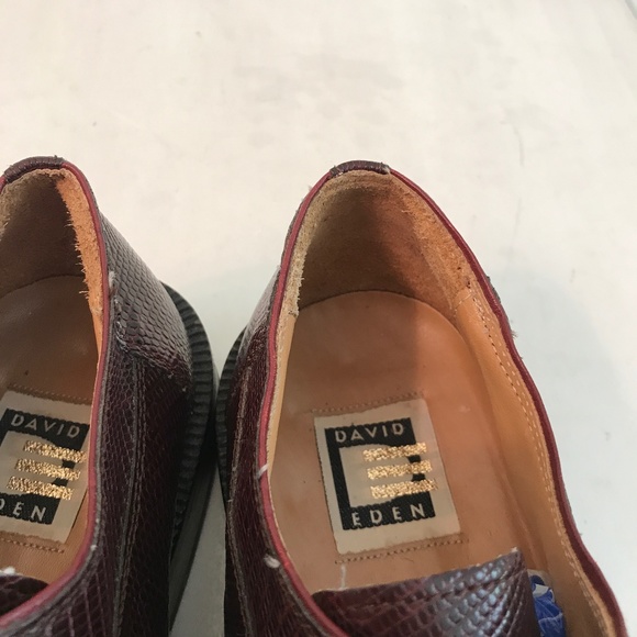 David Eden crocodile lizard burgundy shoes main image 6